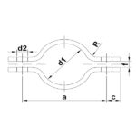 2D-Zeichnung breite zweiteilige Rohrschelle DIN 3567 Form A – IRH Nimz GmbH