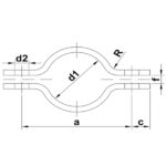 2D-Zeichnung Leichte zweiteilige Rohrschelle – IRH Nimz GmbH