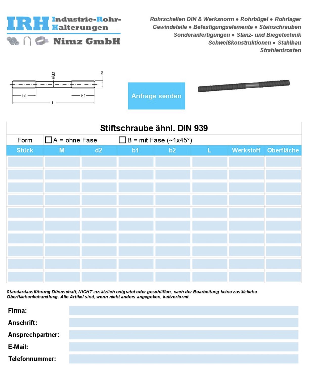 Anfrageblatt Rundstahlbügel
