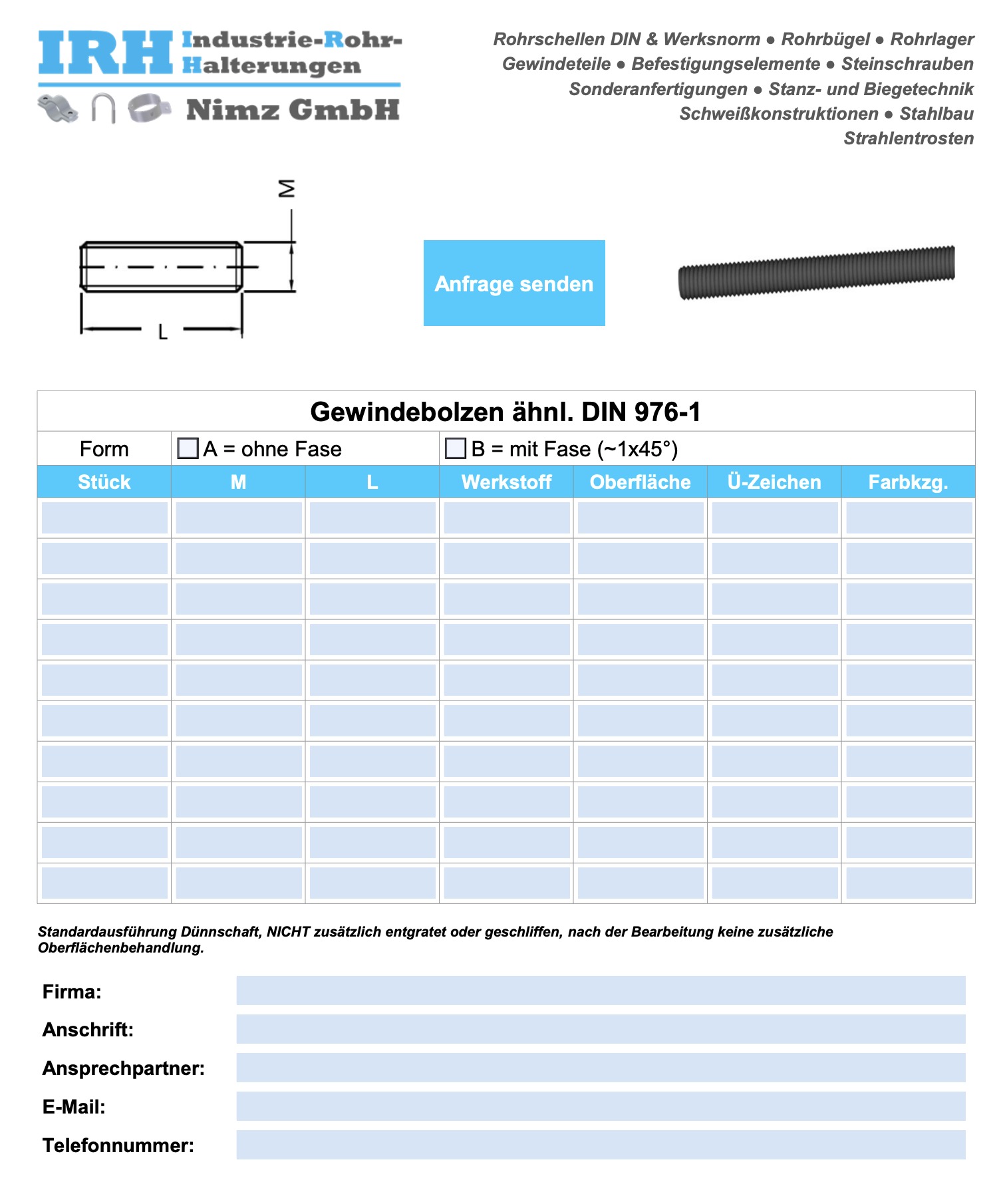 Anfrageblatt Rundstahlbügel