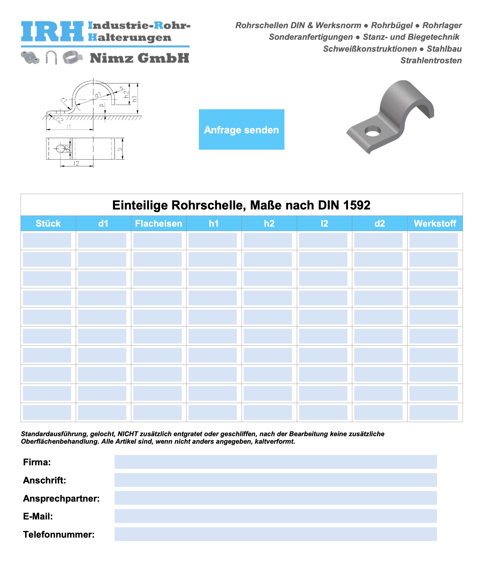 Anfrageblatt Rundstahlbügel