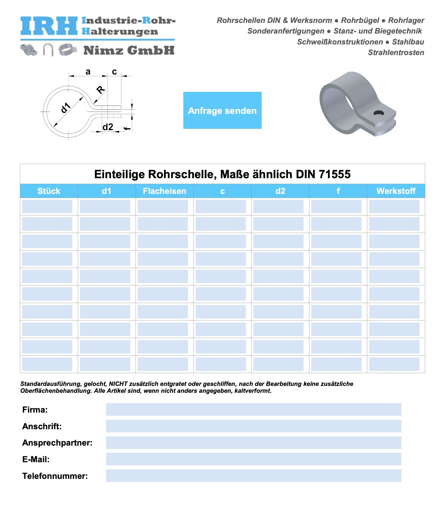 Anfrageblatt Rundstahlbügel