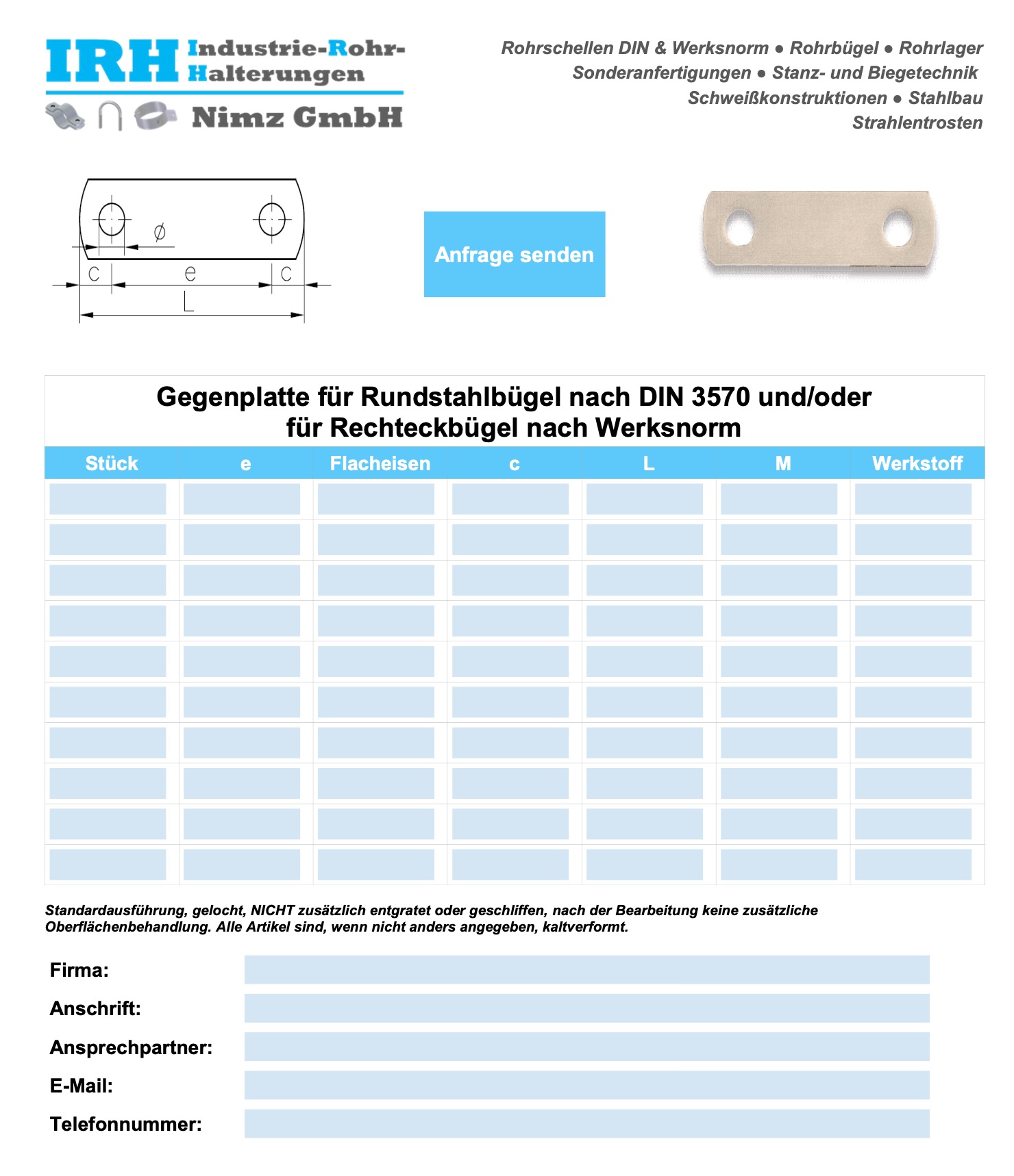 Anfrageblatt Rundstahlbügel